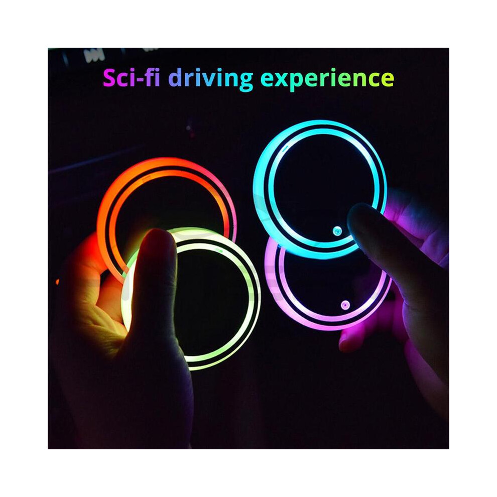 1X Auto Led Car Cup Holder Bottom Pad Led Hub Lamp Cover Trim Atmosphere 8902774171264