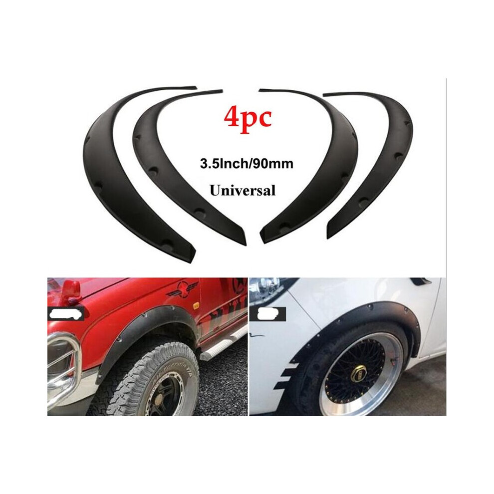 4Pcs 3.5/90Mm Universal Flexible Car Fender Flares Extra Wide Body Wheel Black 8902774235188