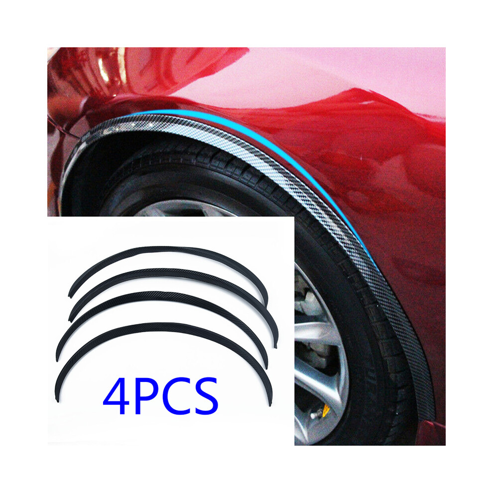 4Pcs Carbon Fiber Car Wheel Eyebrow Arch Trim Lips Strip Fender Flare 8902774235782