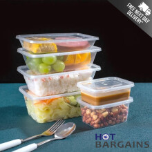 (50 X 500ml) 50 X Food Containers with Lids Takeaway Reusable BPA-free Microwave & Freezer Safe, Sizes: 500, 650, 750, 1000ml