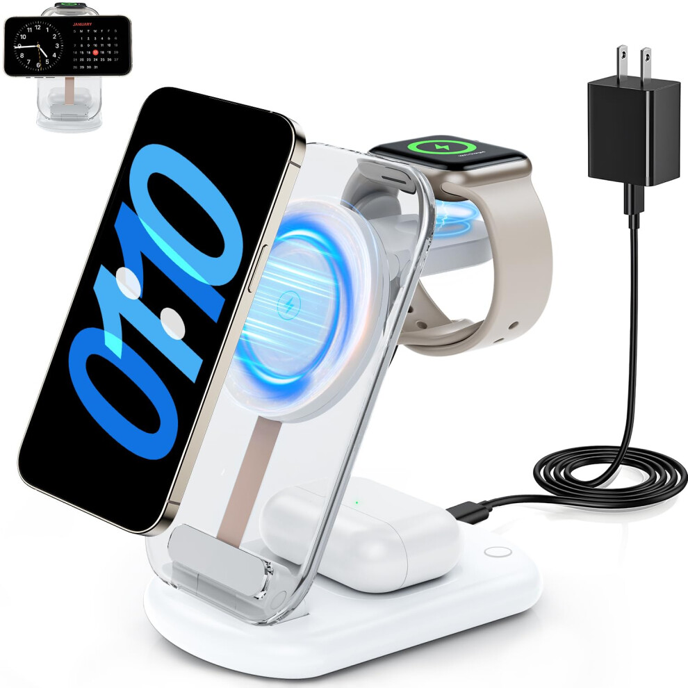 Chronus 2024 Version 3 In 1 Iphone Charging Station For A Pple Devices,Foldable Wireless Travel Mag-Safe Charger Stand With Night For Iphone Light 6976919925588