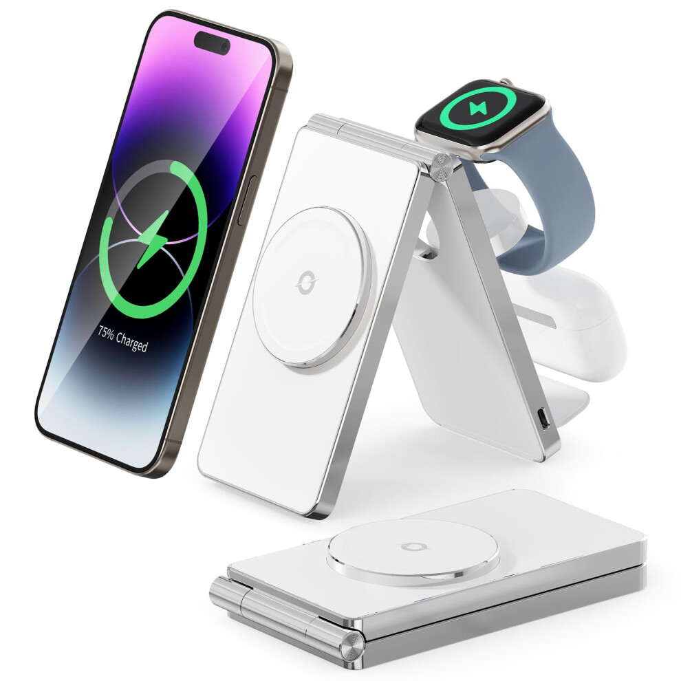 Chronus 2024 3 In 1 30W Super Fast Wireless Charging Station For Iphone Apple Watch Airpods Multiple Devices, Magnetic Foldable Wireless Charger Dock, 6976919925618