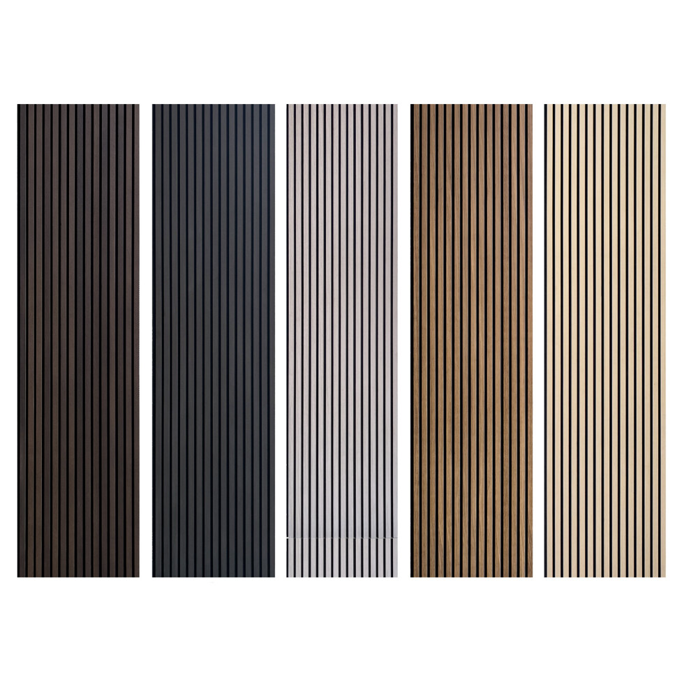 (Black Oak, 2) Display Guru Sturdy & Durable Wooden Slat Acoustic Wall Panels & Ceiling Panels with Fibre Sound Absorbing