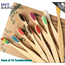 10 X Bamboo Toothbrush Soft Eco Friendly Biodegradable BPA Free Wooden Brush Assorted Colours