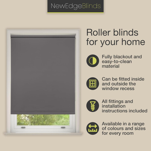 (160cm) Black 100% Thermal Blackout Roller Blind For Windows 1