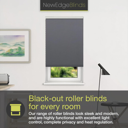 (130cm) Grey 100% Thermal Blackout Roller Blind For Windows 2