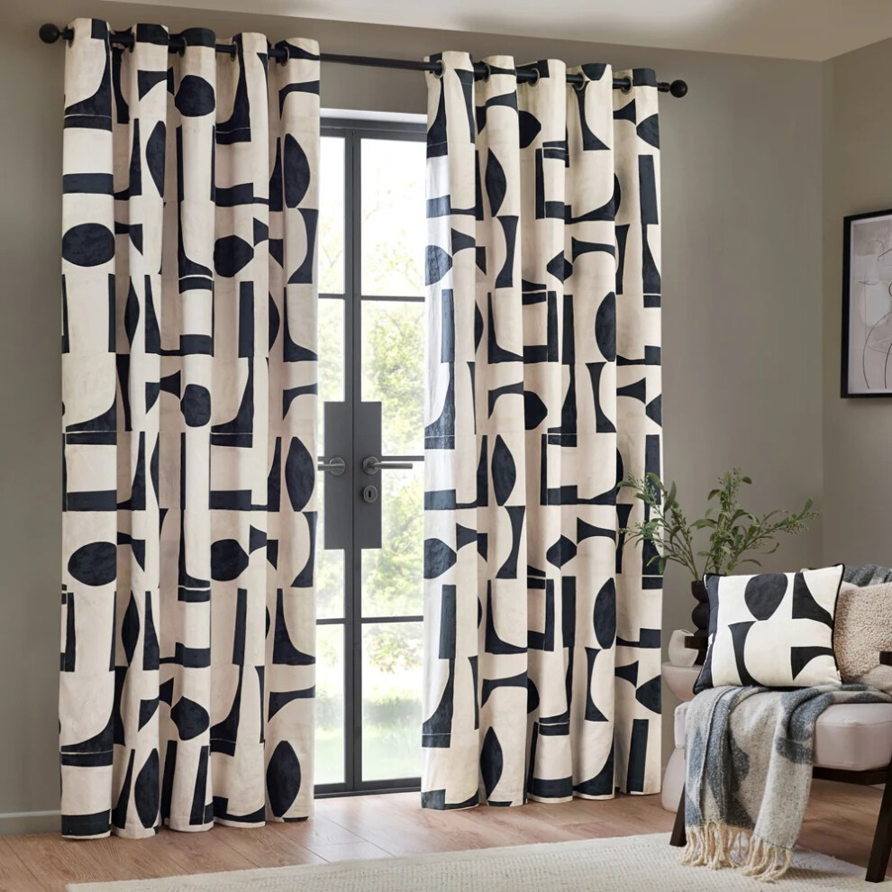 (54in x 90in, Dusk) Hoem Carro Abstract Eyelet Curtains