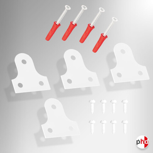 White Mirror Plates Hanging Kit (With White Screws) Pack of 4