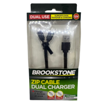 Brookstone Zip Cable Dual Charger iphone, C-USB
