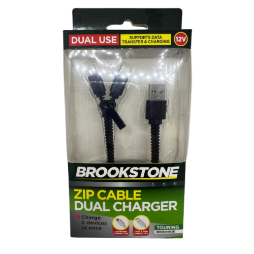 Brookstone Brookstone Zip Cable Dual Charger iphone, C-USB