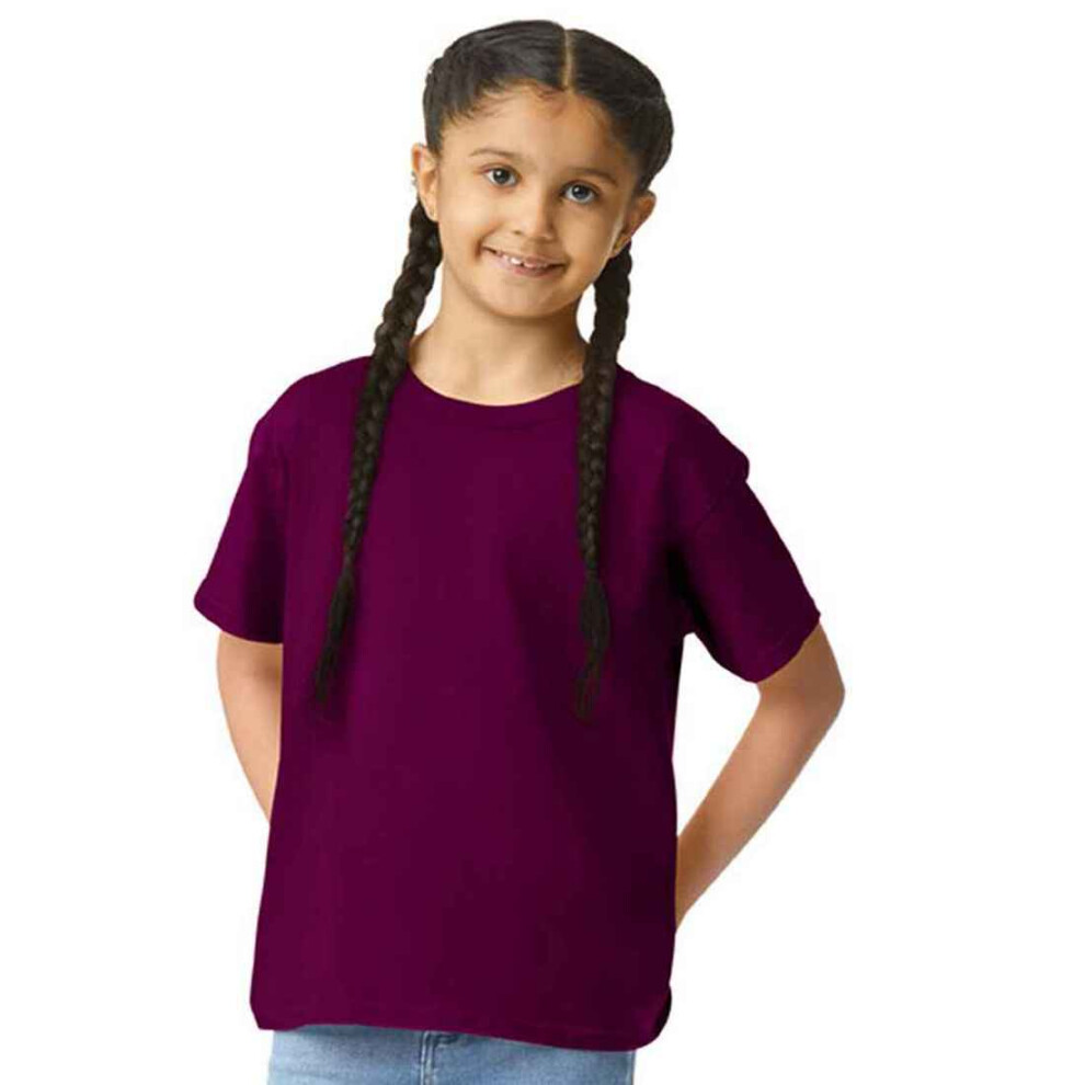 (12-13 Years, Maroon) Gildan Childrens/Kids Softstyle T-Shirt