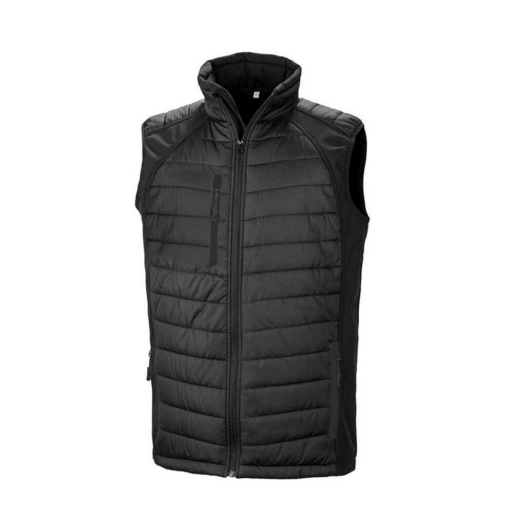 (XXL, Black) Result Genuine Recycled Unisex Adult Compass Softshell Padded Gilet