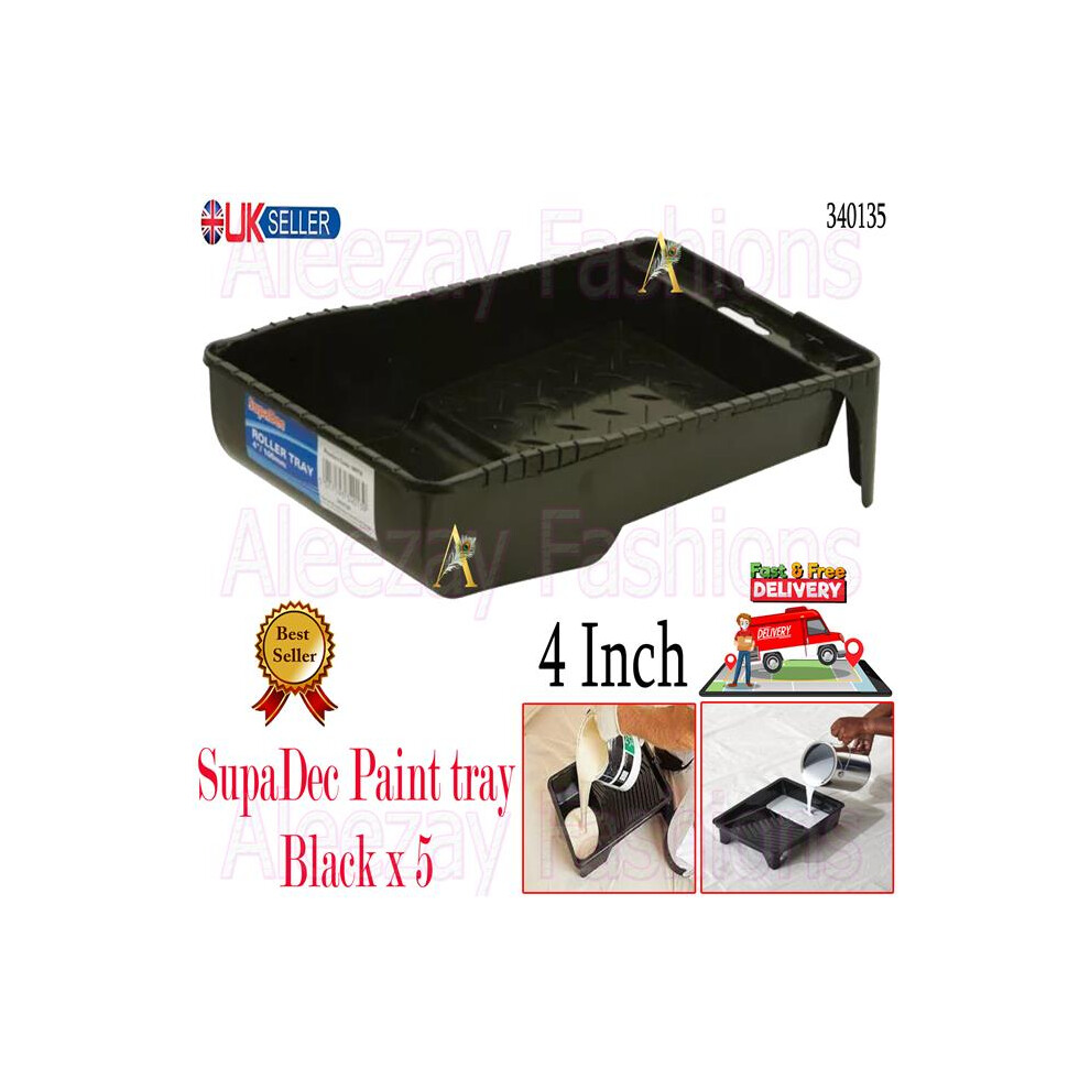 SupaDec DIY Decorating 4"/100mm Plastic Paint Tray x5-image-OPC-PFBMVNS-NEW