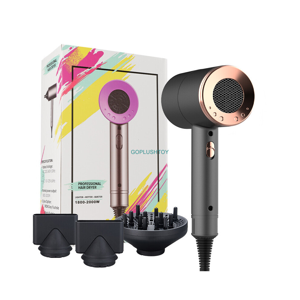 Goplushtoy (Gold) Professional Lightweight Hair Dryer 2000W With Diffuser And Concentrator Ion Blow Dryer High Speed Blow Dryer Gold