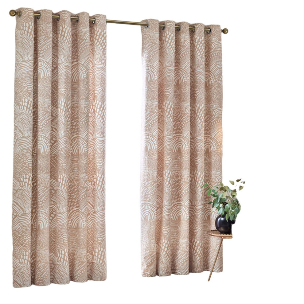 (183cm x 117cm, Oat) Hoem Nola Abstract Eyelet Curtains (Pack of 2)-image-OPC-PFBMWHJ-NEW