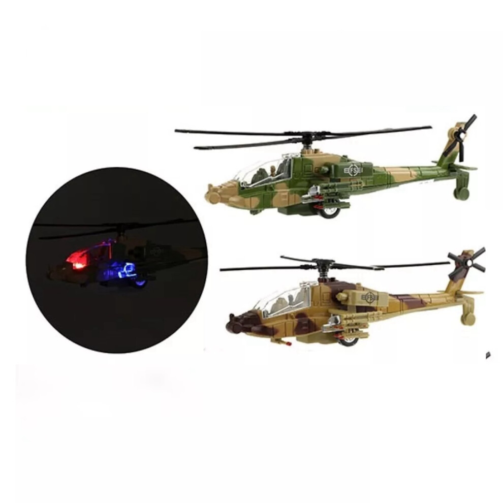 Pull Back Action Helicopter Army Toys with Light and Sound for Kids