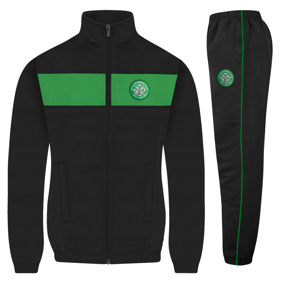 (Black, 6-7 Years) Celtic FC Boys Tracksuit Jacket & Pants Set Kids OFFICIAL Football Gift