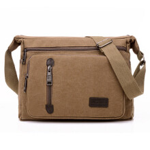 (Coffee) Canvas Bag Mens Military Travel Hiking Cross Body Shoulder Bag Messenger Retro