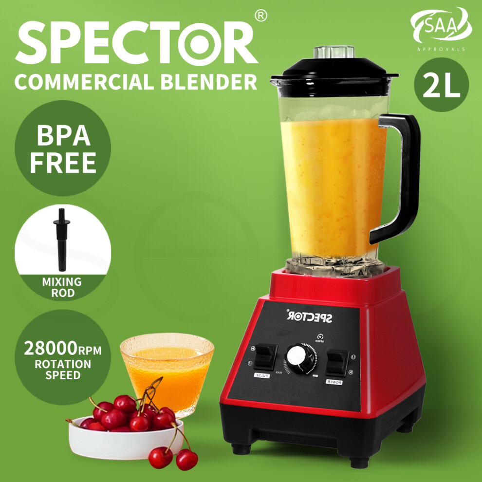 (Red) Spector 2L Commercial Blender Mixer Food Processor