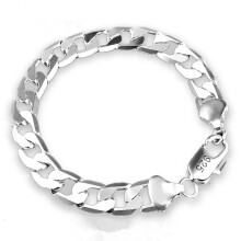 (8MM20CM) 925 Sterling Silver Mens Bracelet Sideways Silver Bracelets