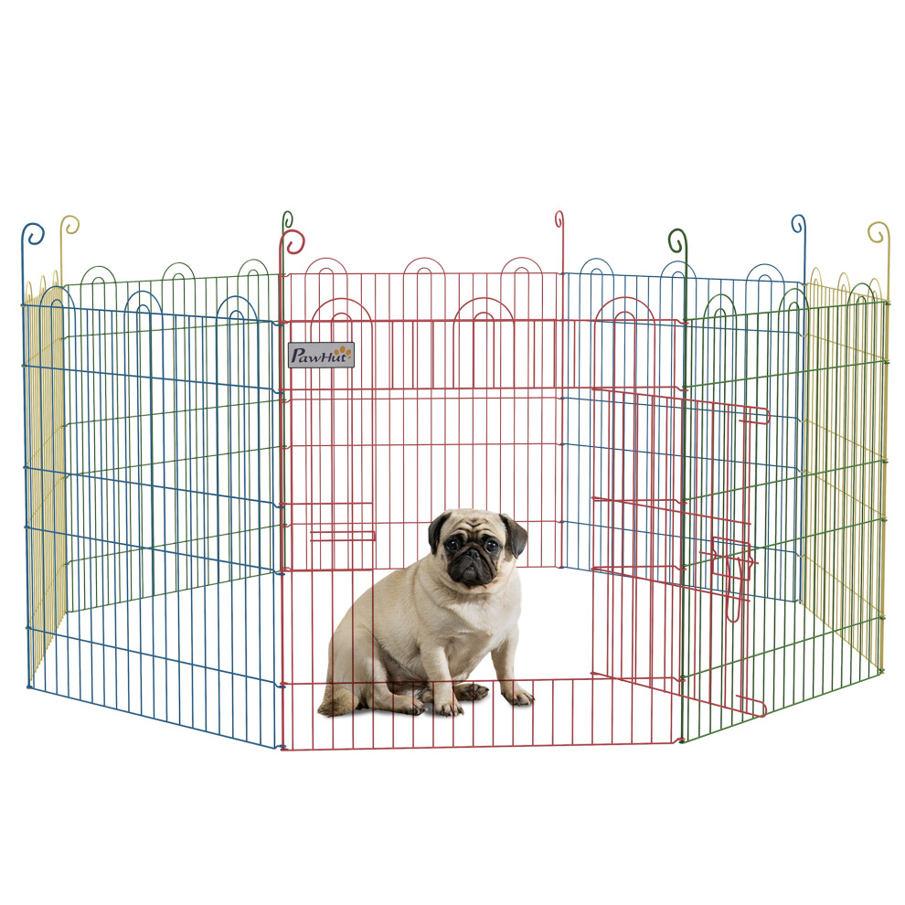 PawHut Pet Playpen Dog Puppy Crate Kennel w/ Door, 60H X Î¦156cm