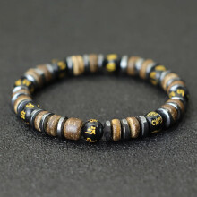 (Buddha Stone) Mens Bracelet Natural Stone Hematite Tiger Eyes Wooden Bracelets