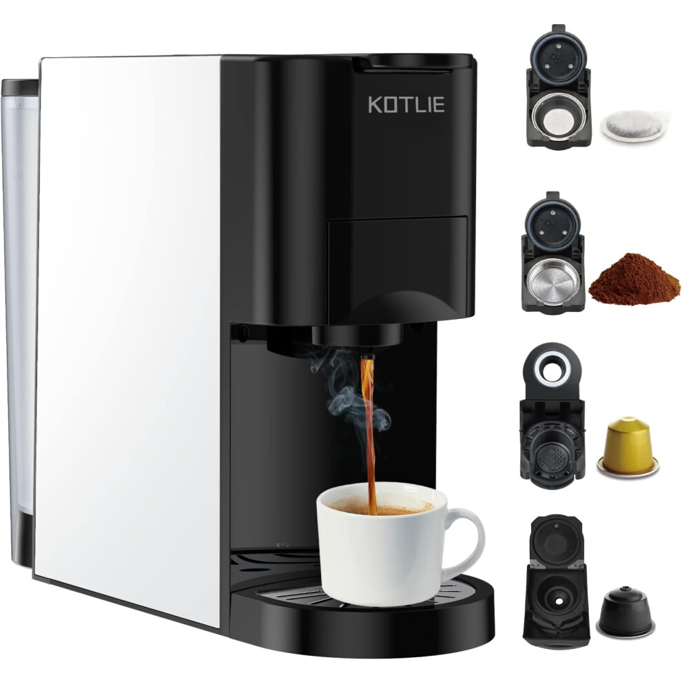 (Black) KE Espresso 4in1 Coffee Machine for Nespresso Original/Dolce Gusto/L'OR/Starbucks/Ground Capsule and ESE Coffee Pods,19 Bar Automatic AC-513K