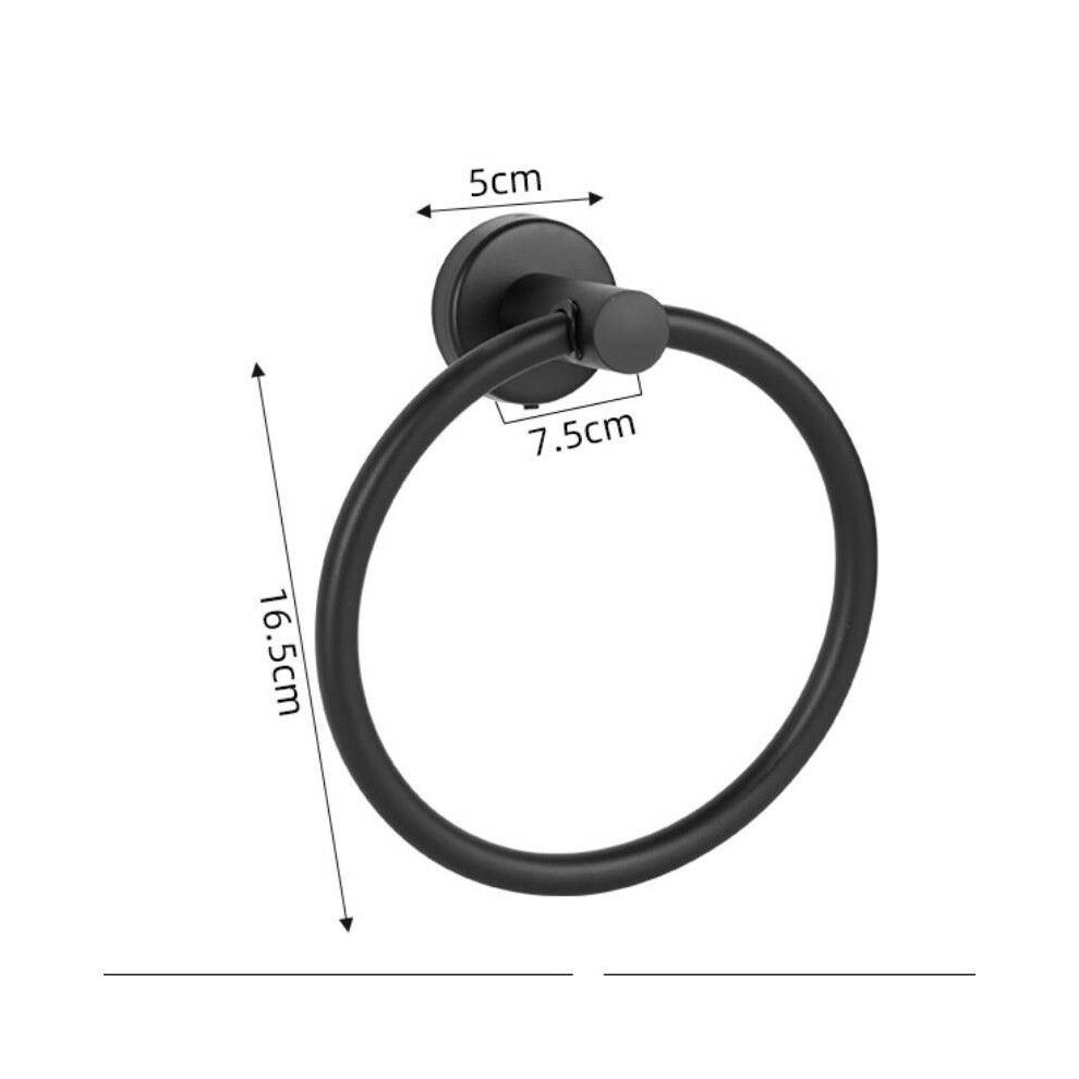 (Black Round) Stainless Steel Toilet Roll Holder And Towel Ring Set Wall Mounted Bathroom Tool