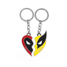 (Pair) Wolverine Deadpool Keychain A Pair Heart Shaped Decorate Friend Gift
