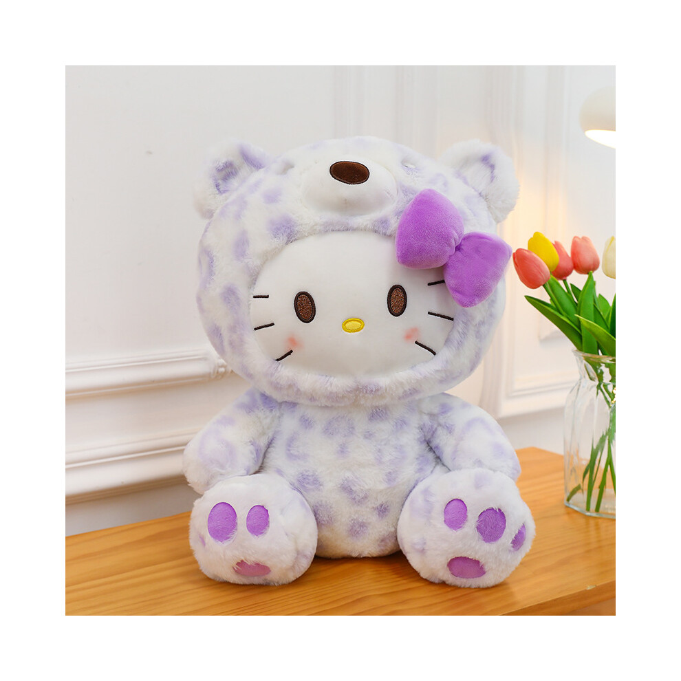 (Purple, 30cm/11.81in) Hello Kitty Leopard Print Fleck Decoration Plush Toy Doll Pillow Room Ornament