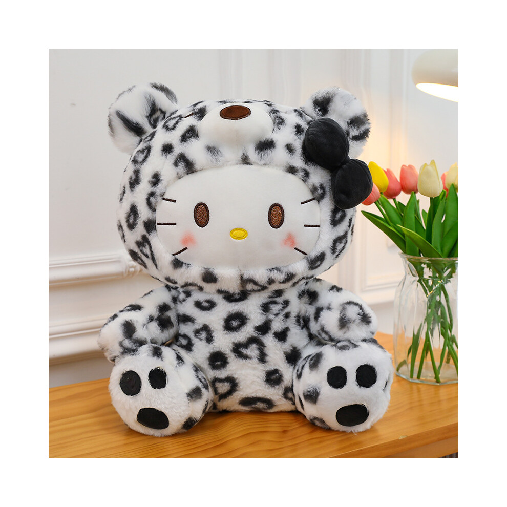 (Black, 30cm/11.81in) Hello Kitty Leopard Print Fleck Decoration Plush Toy Doll Pillow Room Ornament