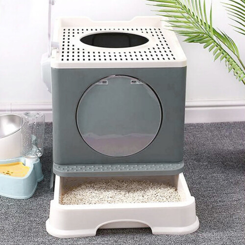 Living And Home Full Enclosed Foldable Cat Litter Box 1