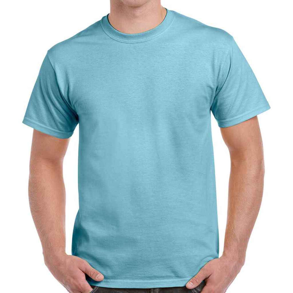 (M, Sky Blue) Gildan Mens Heather Heavy T-Shirt