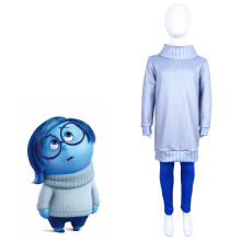 (120 cm) Costume de cosplay Inside Out 2 – Tristesse pour enfants – garçons et filles – déguisement Halloween