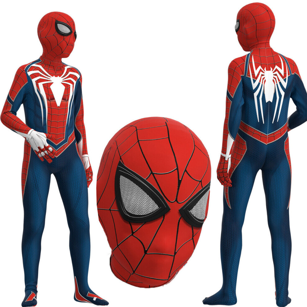 (150cm) Spiderman Advanced Suit Cosplay Costume Party Jumpsuit Fitted Outfit Fancy Dress Kids Clothes Boys Gift