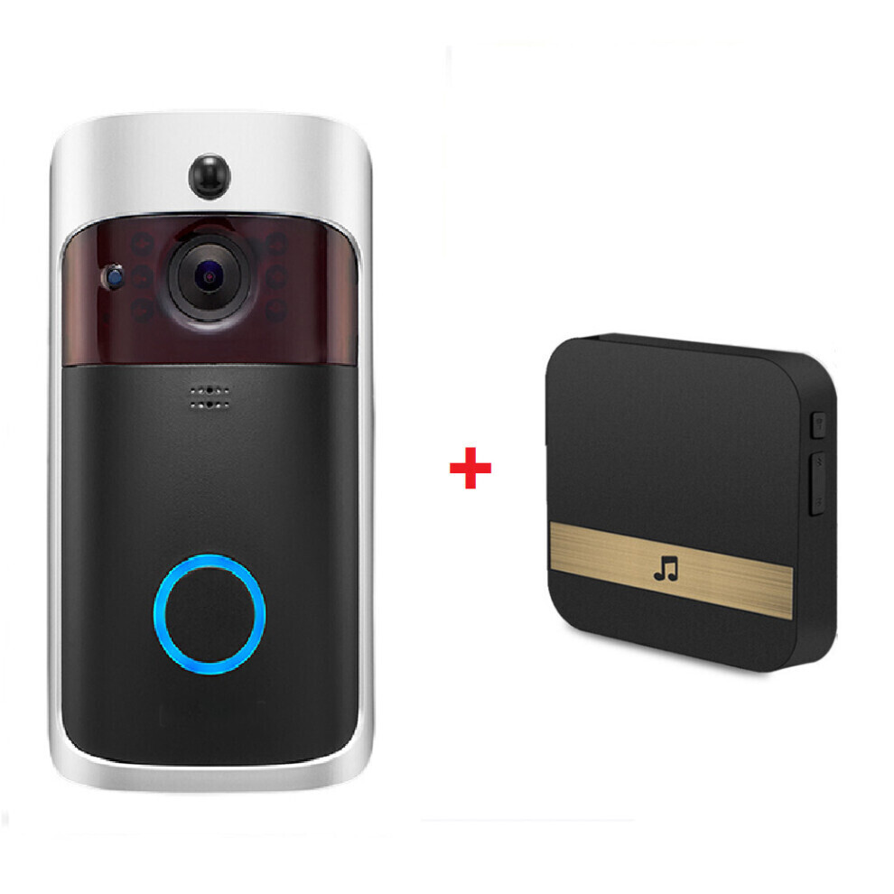 (Black Doorbell And Chime) Wireless Video Doorbell Camera Smart Wifi Doorbell Ring 4016808626072