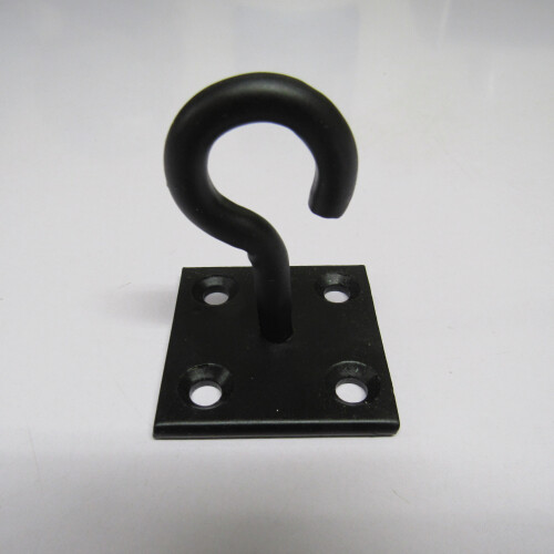 (Black, Pack of 4) Horse Tie Hook on Plates (Rope Chain Tether) 2