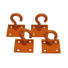 (Orange, Pack of 4) Horse Tie Hook on Plates (Rope Chain Tether)