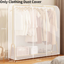 (150*50*150cm/59.06*19.69*59.06in) Clear Clothes Rail Cover Garment Coat Hanger Protector Zipped Switch 4 Sizes