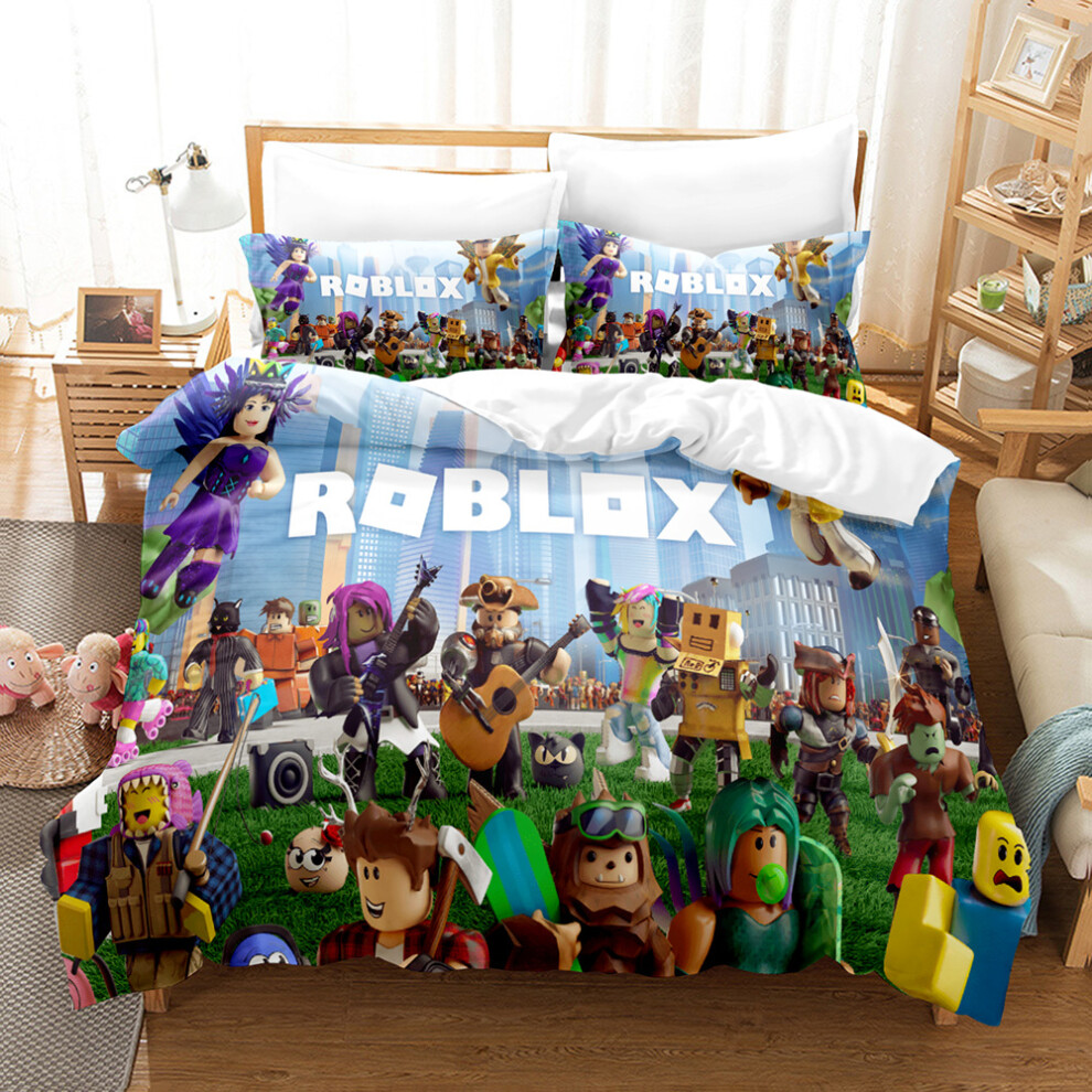 (Style 9, Single 135*200cm) ROBLOX Bedding Single Double Duvet Cover Cartoon