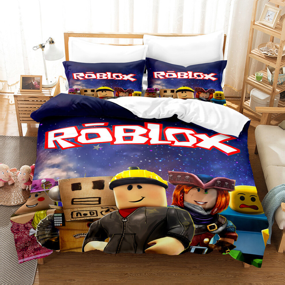 (Style 10, King 240*220cm) ROBLOX Bedding Single Double Duvet Cover Cartoon