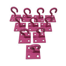 (Pink, Pack of 10) Horse Tie Hook on Plates (Rope Chain Tether)