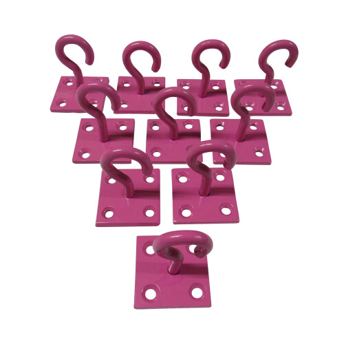 (Pink, Pack of 10) Horse Tie Hook on Plates (Rope Chain Tether)