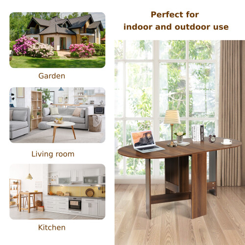 Costway 3-in-1 Multifunctional Drop Leaf Table Space-Saving Expandable Desk 2