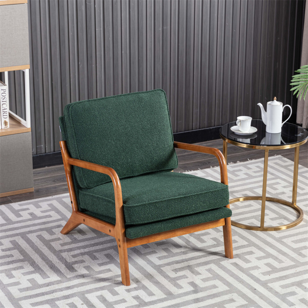 (1, Emerald) Mid-Century Chair Armchair With Solid Wood Frame