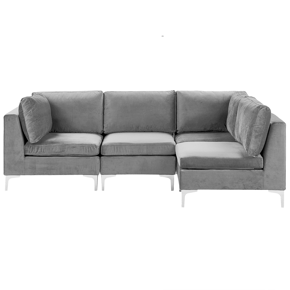 Modular Corner Sofa EVJA Velvet Grey 4 Seater Left Hand