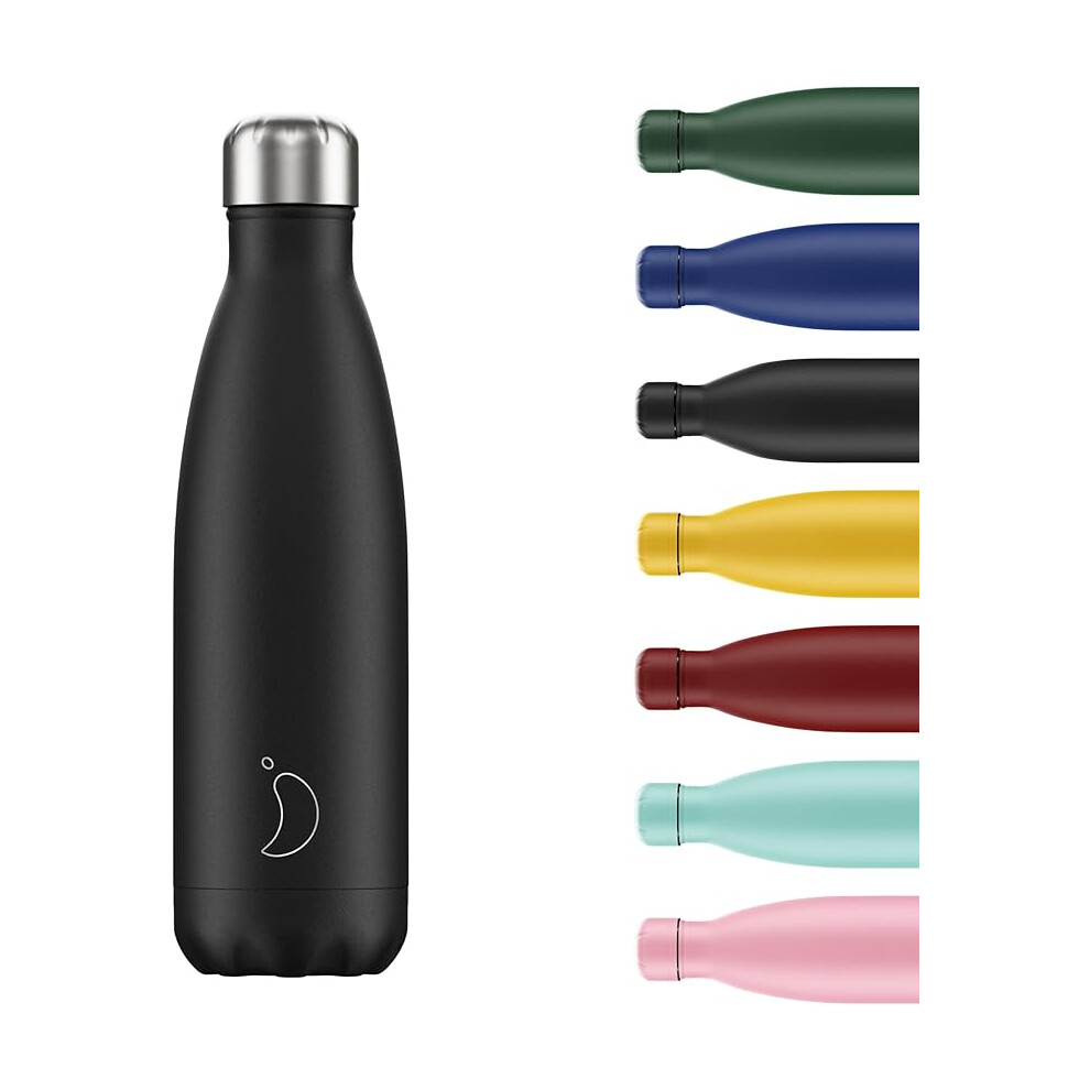 Chilly's Water Bottle - Stainless Steel and Reusable Sweat Free - Black - 500ml