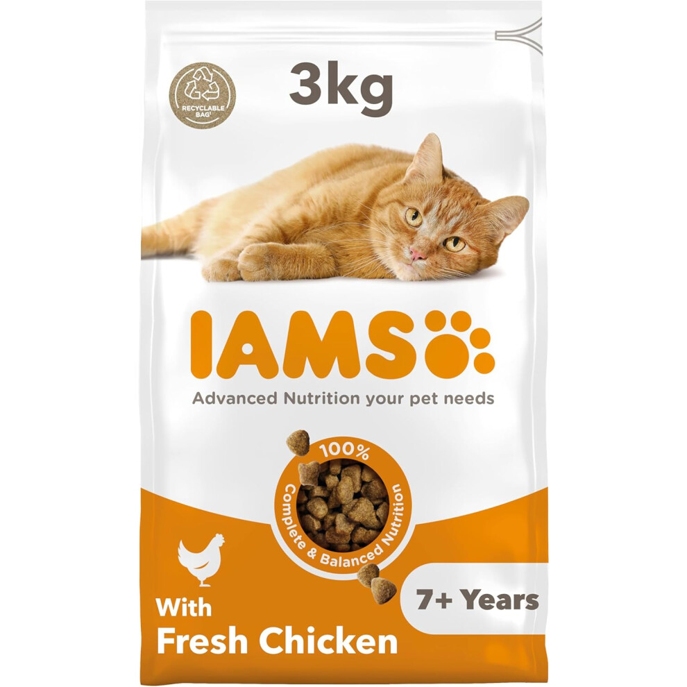 IAMS Complete Dry Cat Food for Senior 7+ Cats with Chicken 3 kg