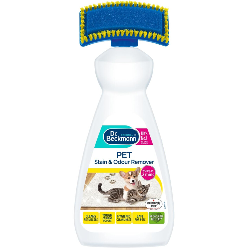 Dr. Beckmann Pet Stain & Odour Remover, Eliminates stains and odours caused by pets, incl. applicator brush, 650 ml