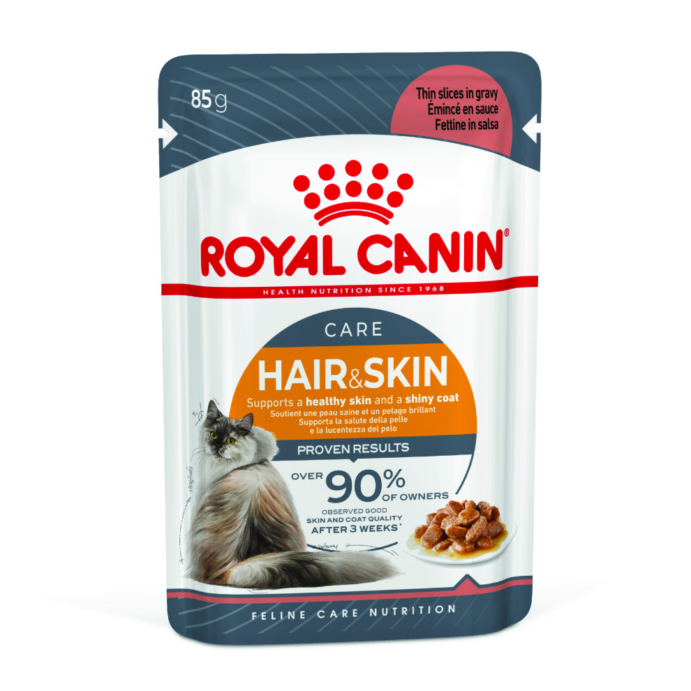 Royal Canin Hair & Skin Care in Gravy Wet Pack 12x85g for Healthy Coat & Skin